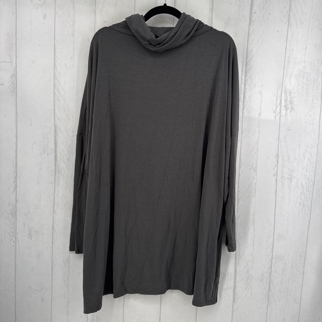 3X cowl neck l/s hi-lo top