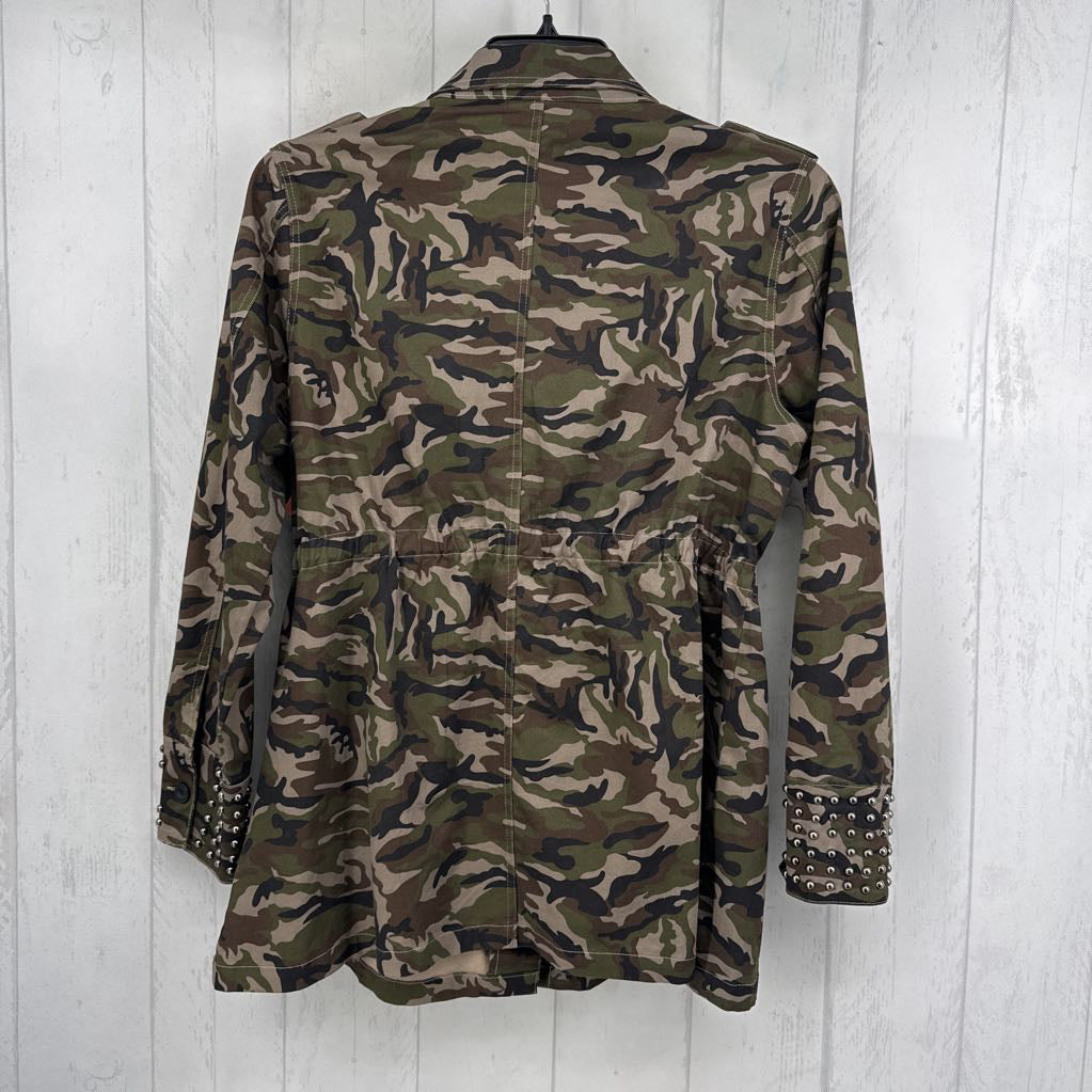 XL embelished camo print shacket
