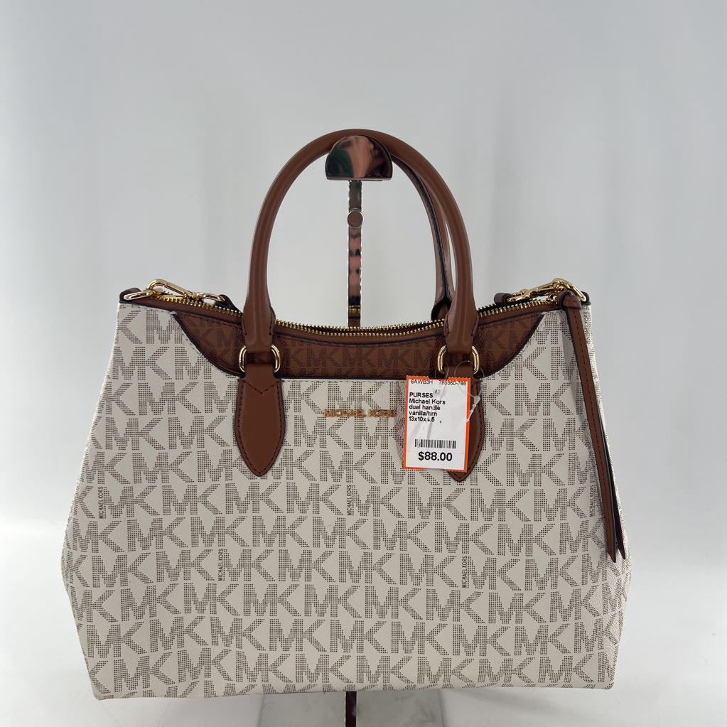 dual handle monogram satchel
