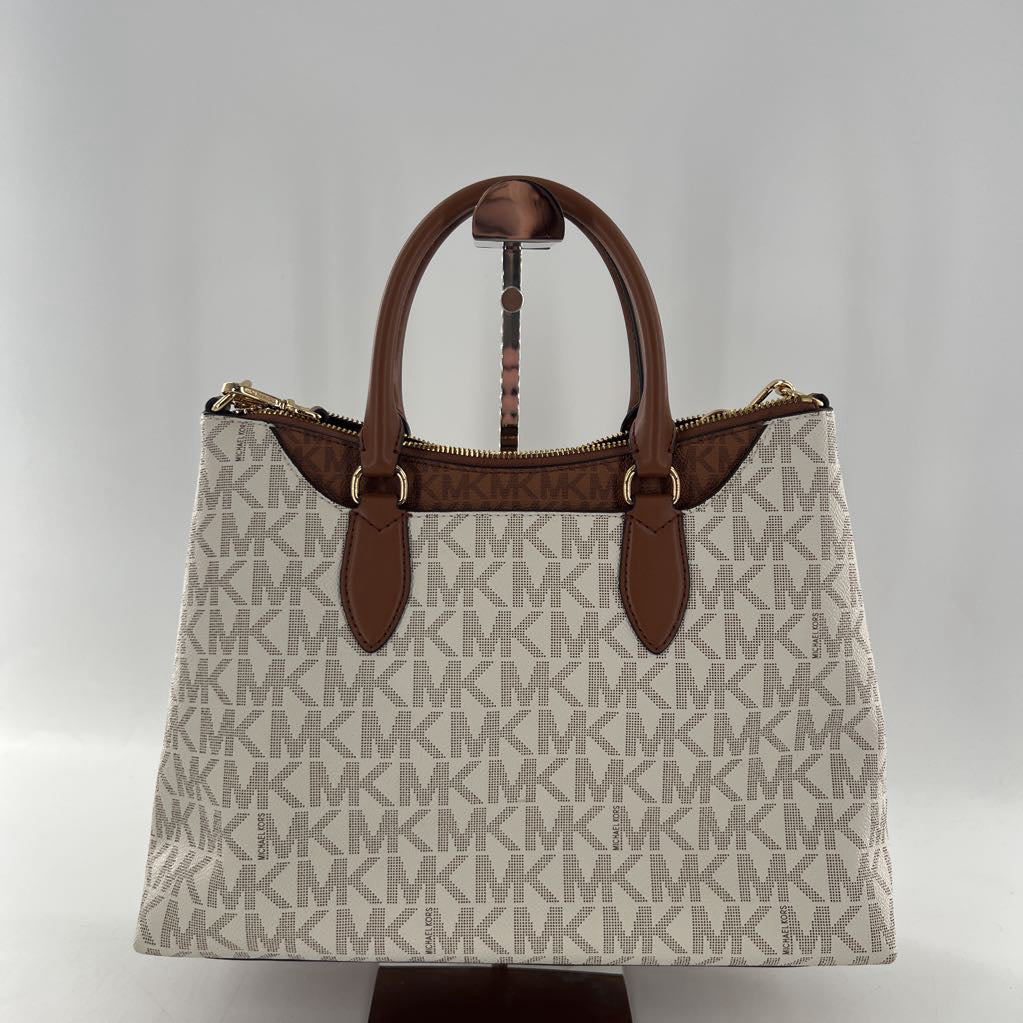 dual handle monogram satchel