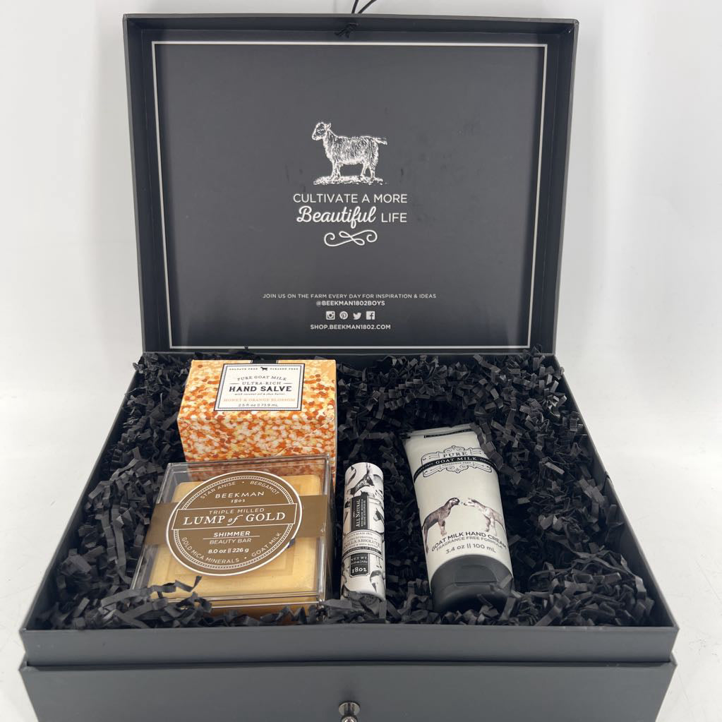 beekman 1802 beauty set (lip balm,hand cream,beauty bar,hand salve)
