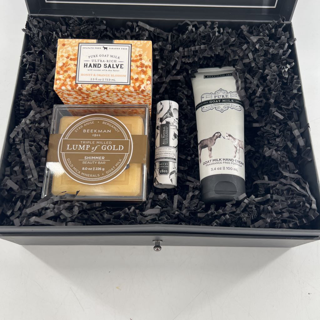 beekman 1802 beauty set (lip balm,hand cream,beauty bar,hand salve)