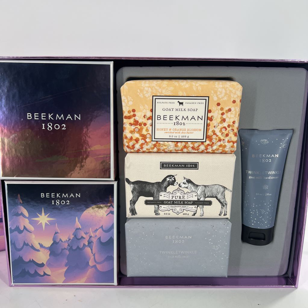 beekman 1802 8pc gifset (3 lip balms, 3 soap bars,hand cream,whipped body cream)