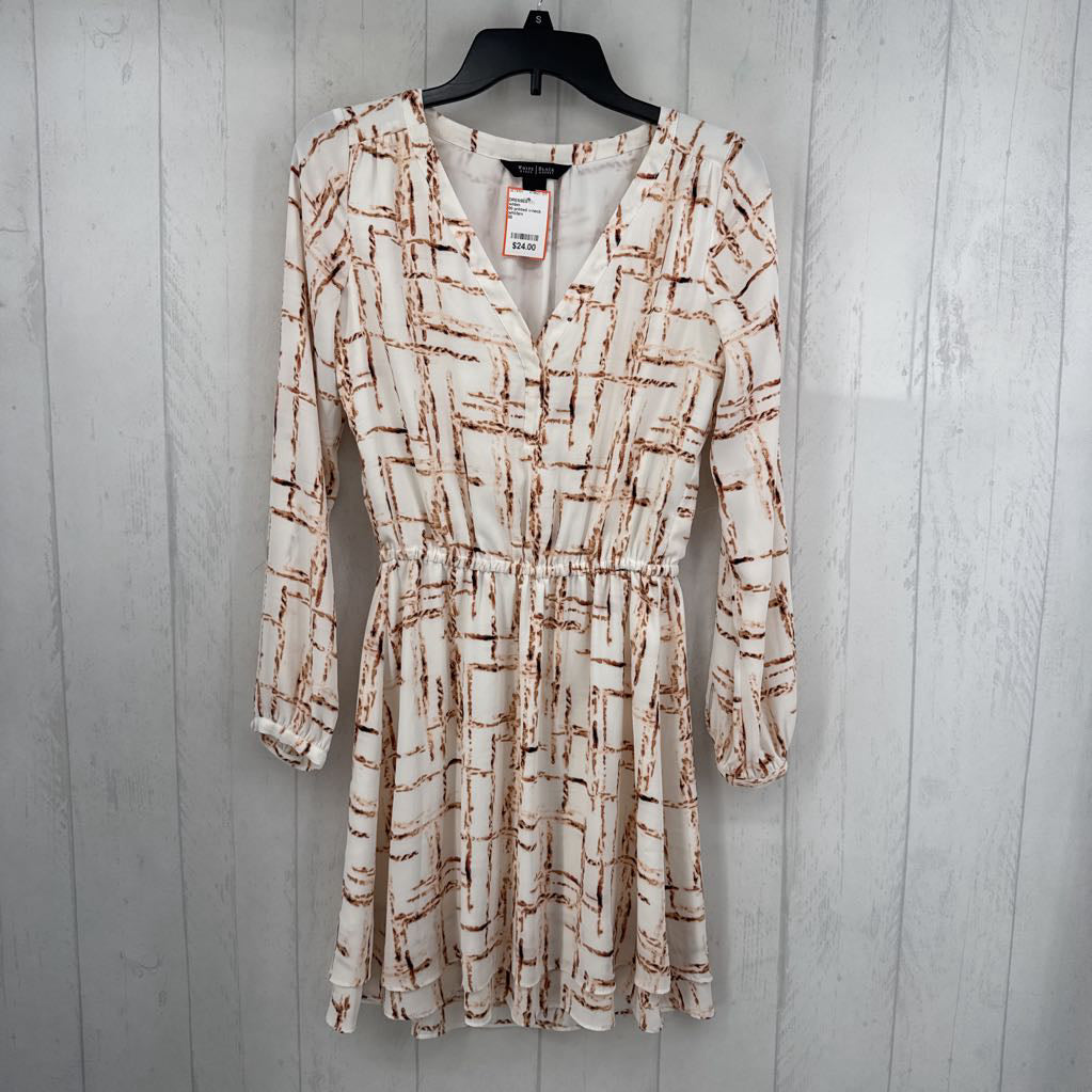 00 printed v-neck l/s dress