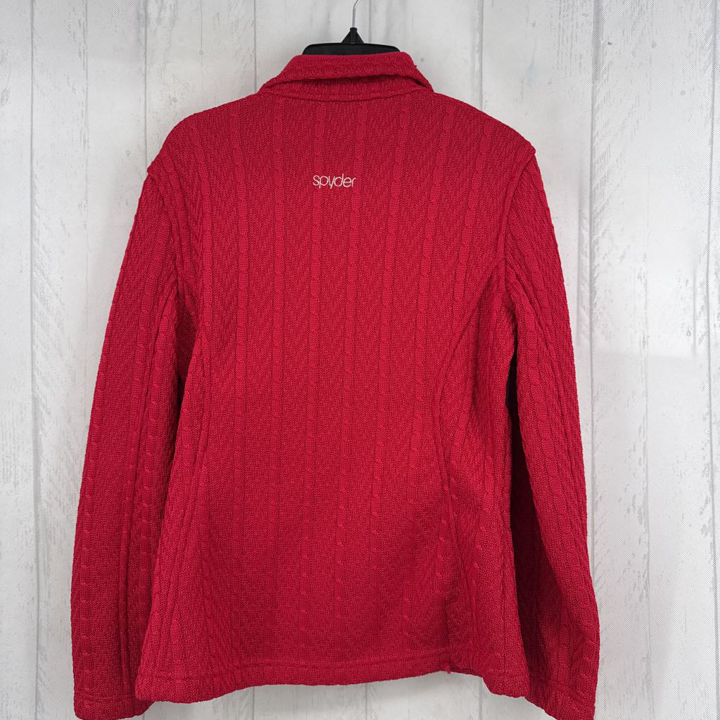 M cable knit zip up jacket