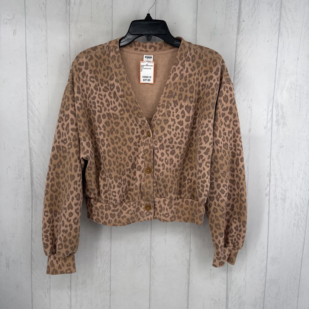M l/s animal print button cardigan