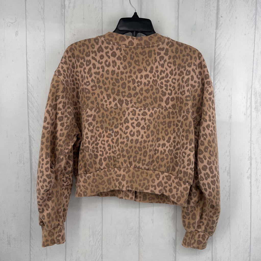 M l/s animal print button cardigan