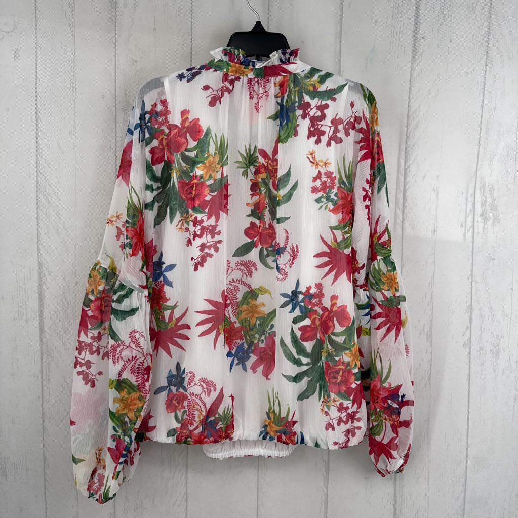 R60 L split neck flo print l/s top