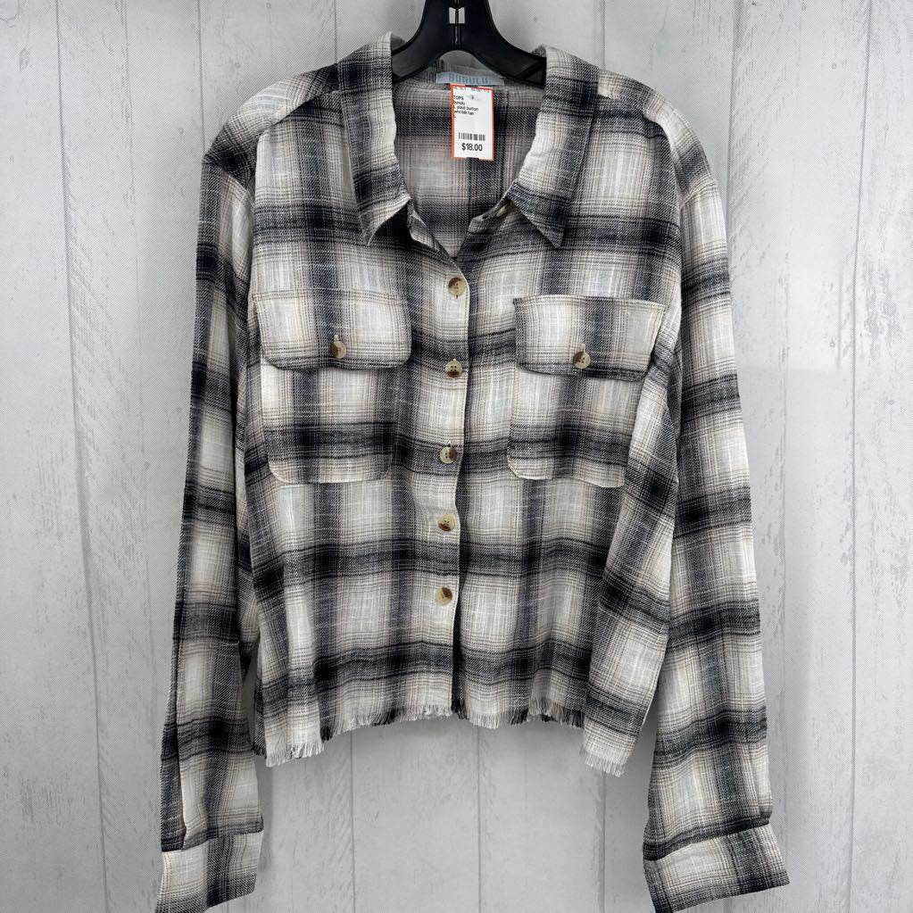 L plaid button down l/s top