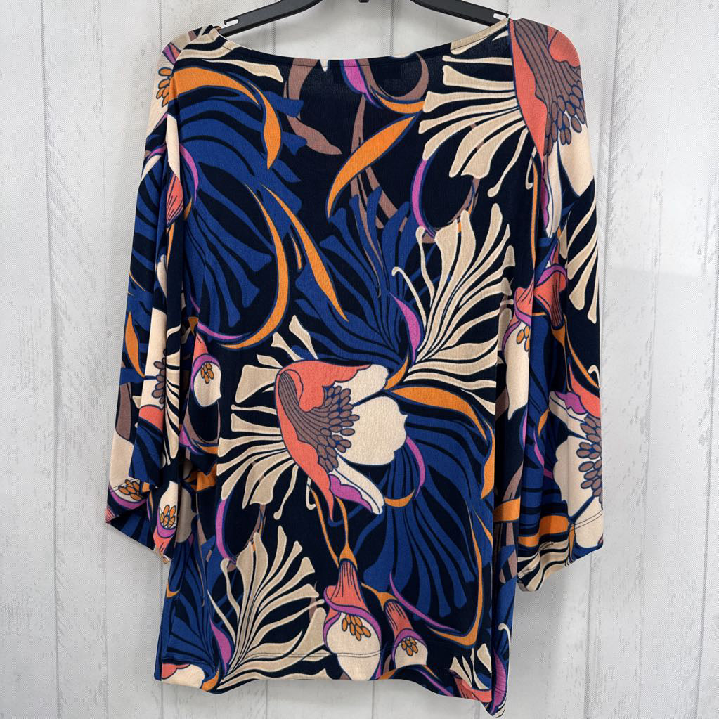 L flo print drop shoulder top
