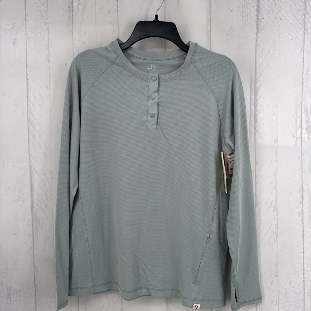 L quarter button down l/s tee
