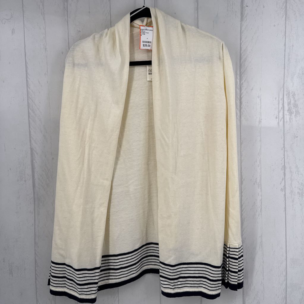 M open front striped detail cardi