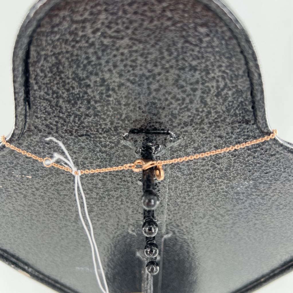 10" .925 rose gold necklace w/ crystal circle pendant