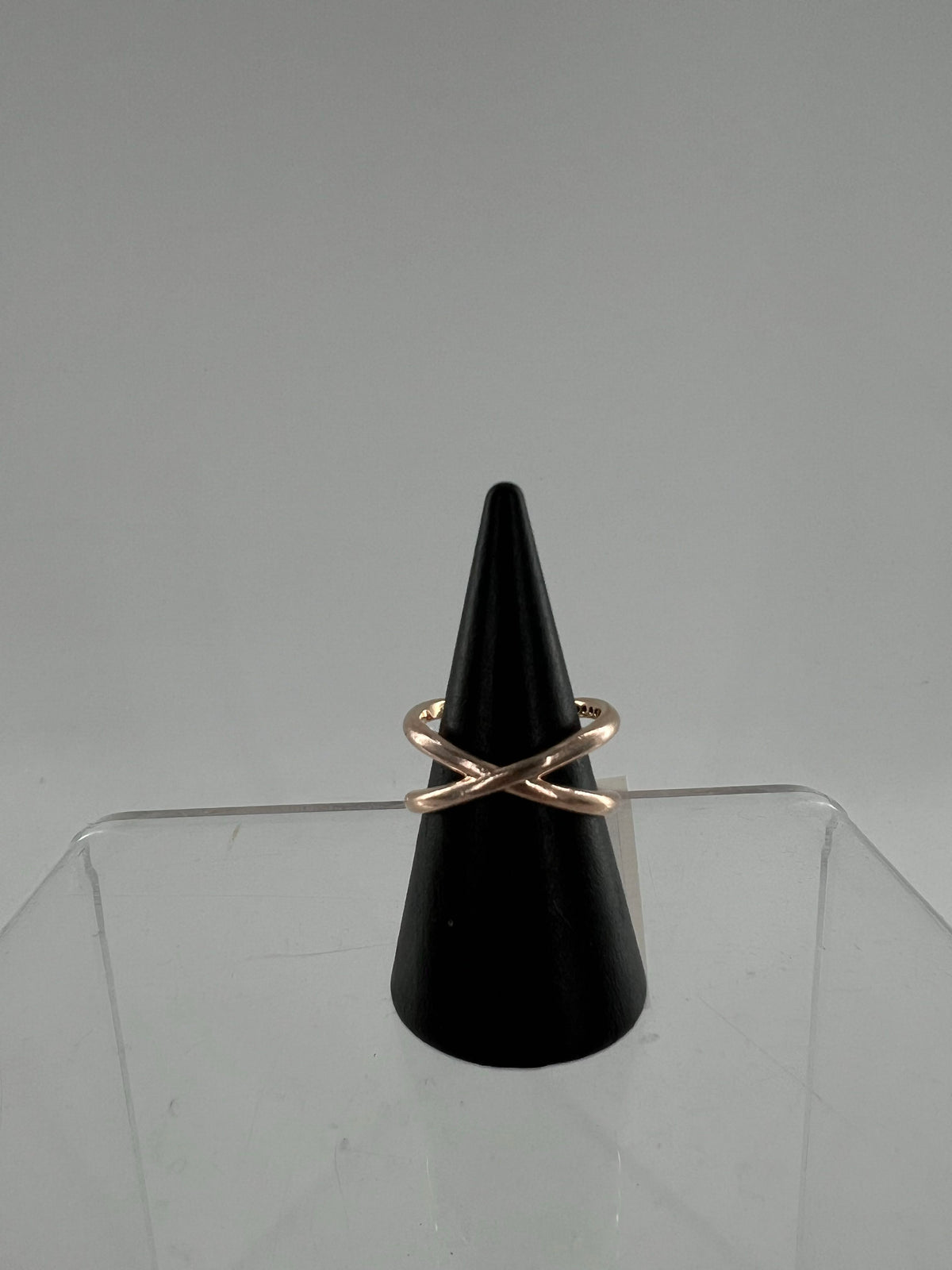 sz6 .925 rose gold open wrap ring w/ crtstals