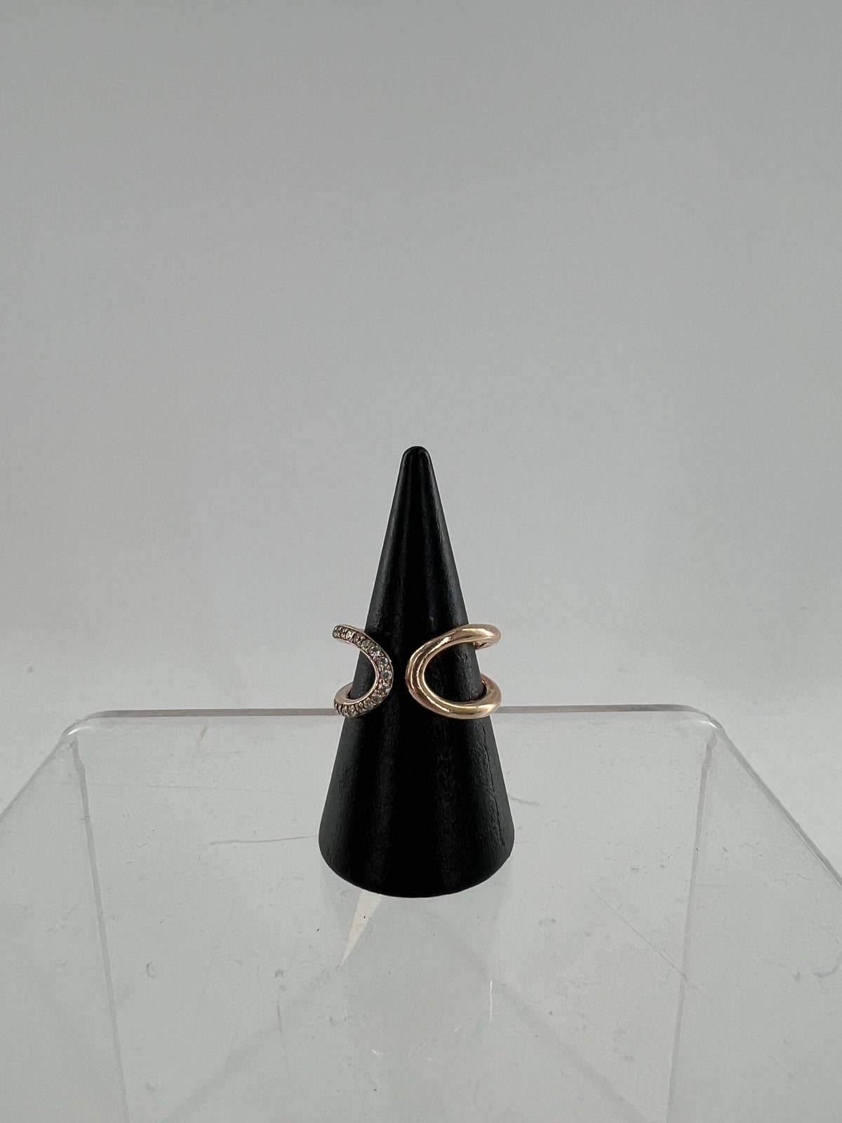 sz6 .925 rose gold open wrap ring w/ crtstals