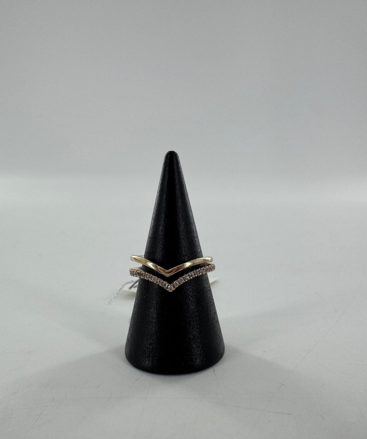 sz6 .925 chevron ring stack w/ pave crystals