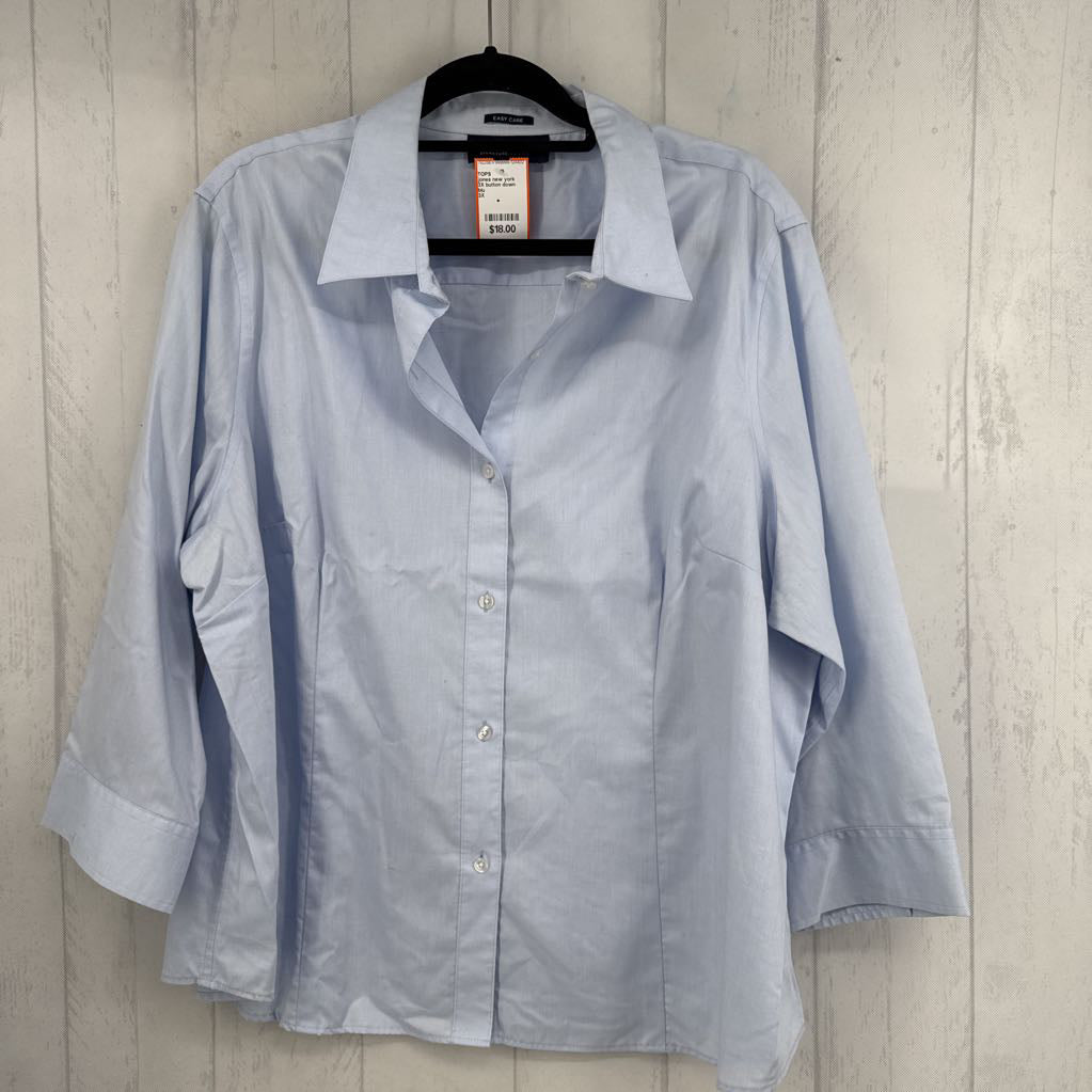 3X button down 3/4 slv top