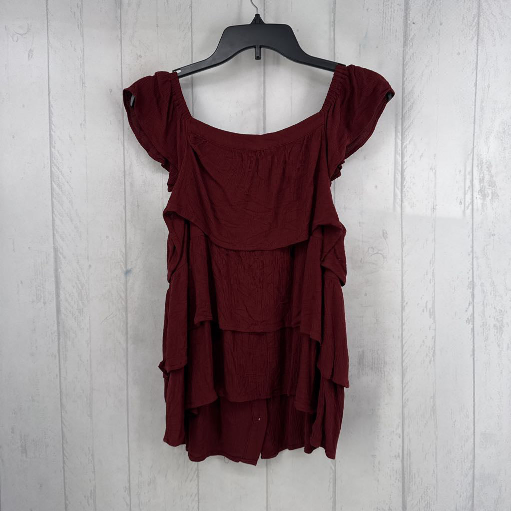L ruffled button down tiered tank