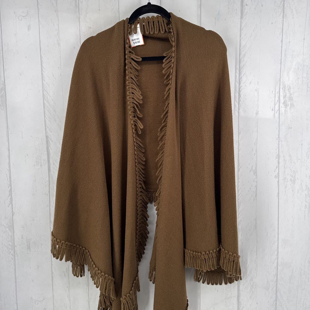 O/S knit fringe ruana