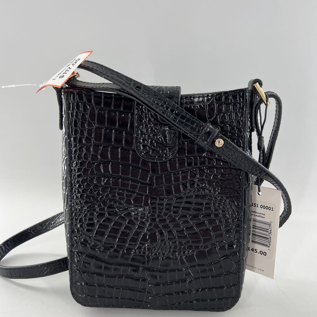 R145 compact structured croc-embossed mini crossbody