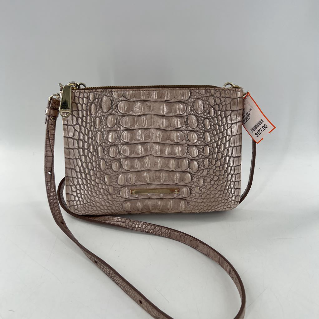 double zip croc-embossed crossbody