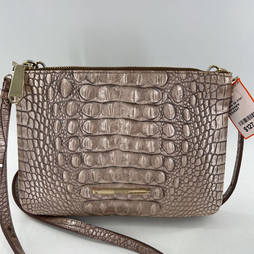 double zip croc-embossed crossbody