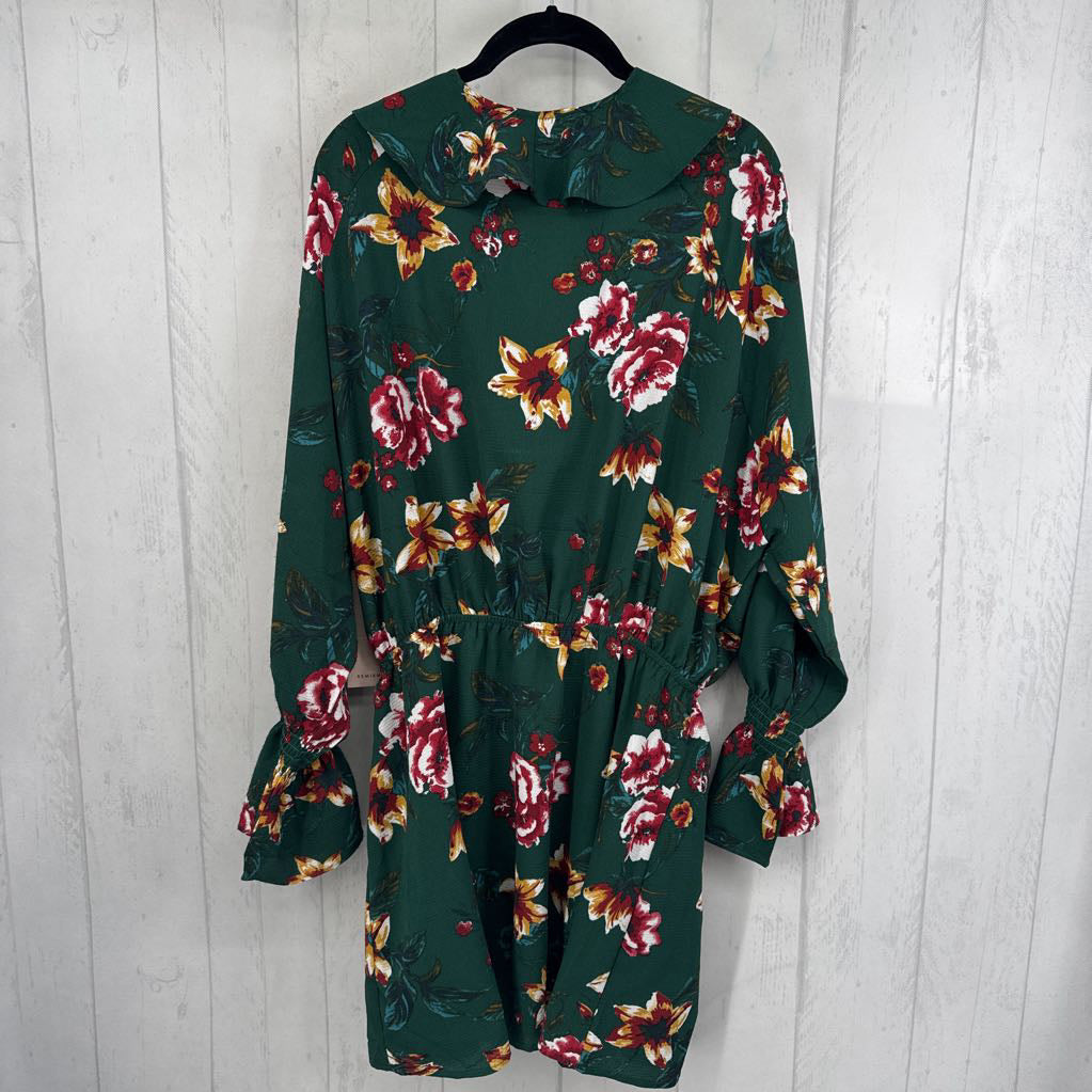 L flo print ruffled l/s dress