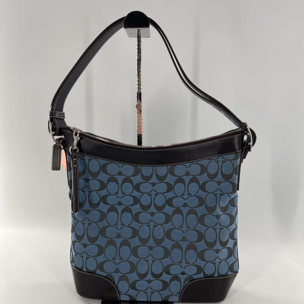 leather trim signature hobo shoulder bag