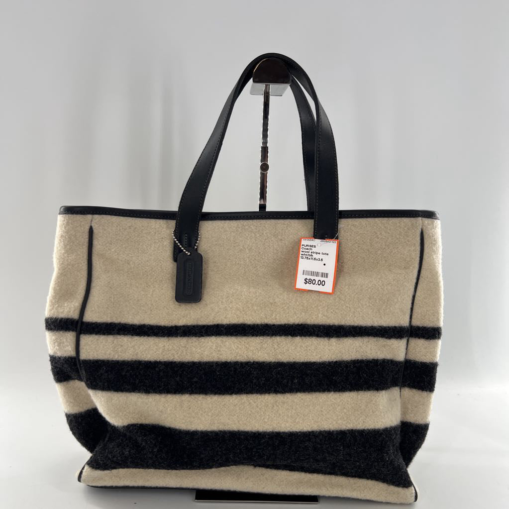 wool stripe tote bag