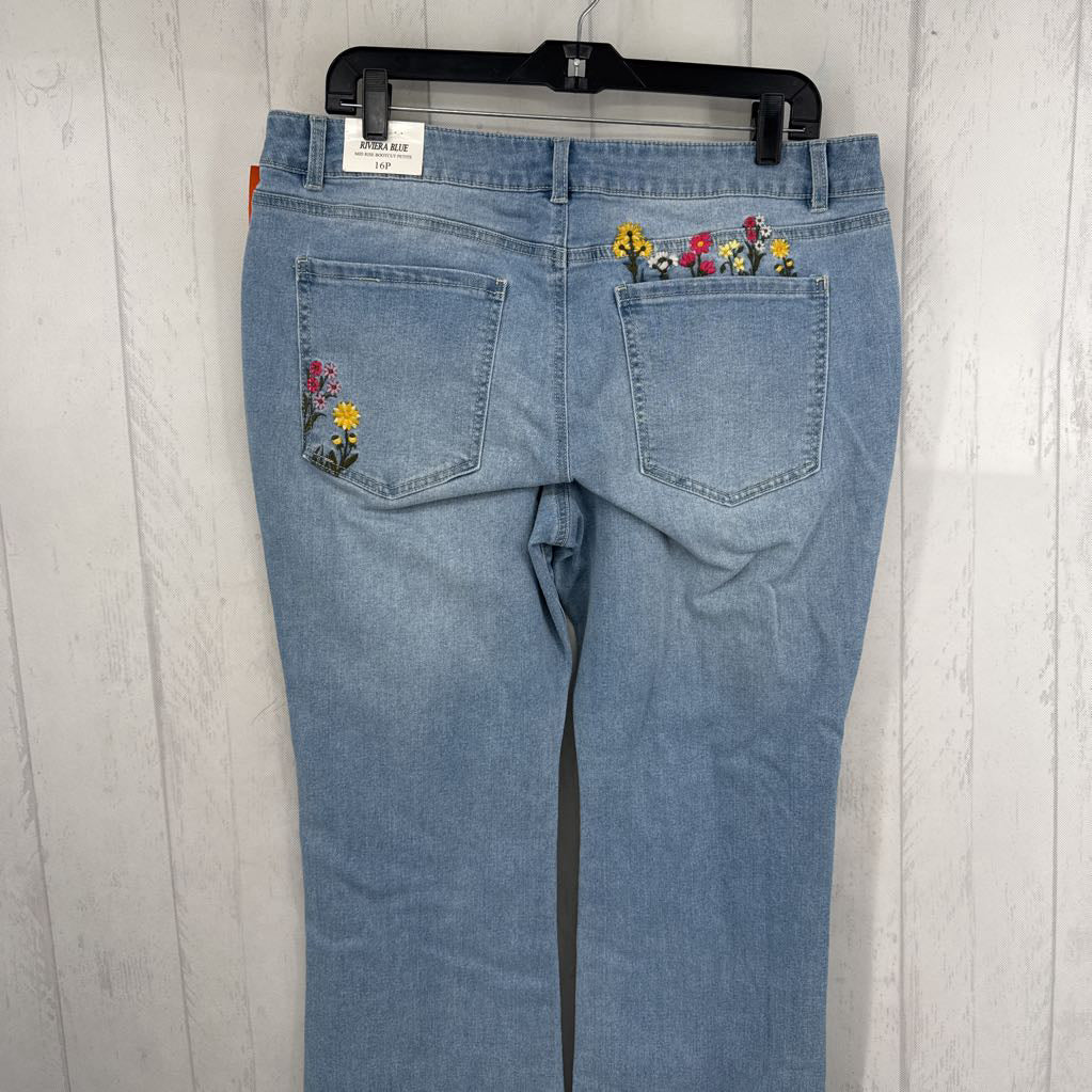 16p flo embroidered jeans