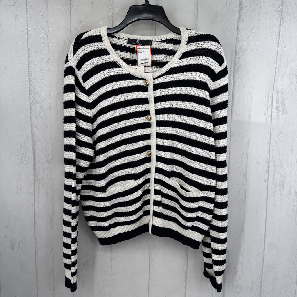 L striped button down sweater
