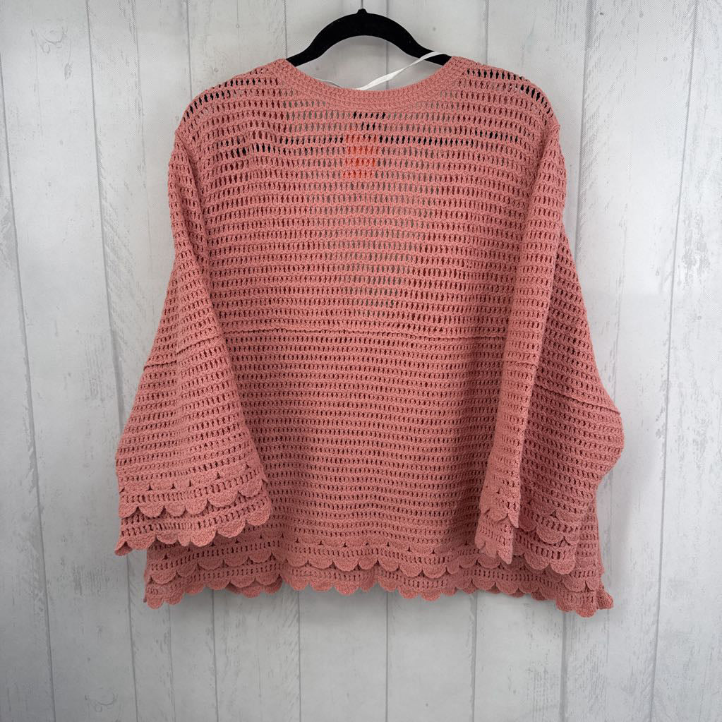 3X crochet button down 3/4 slv cardi