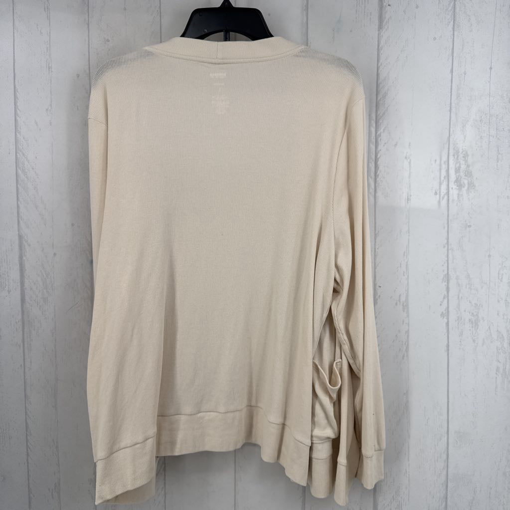 L ribbed open front cardi