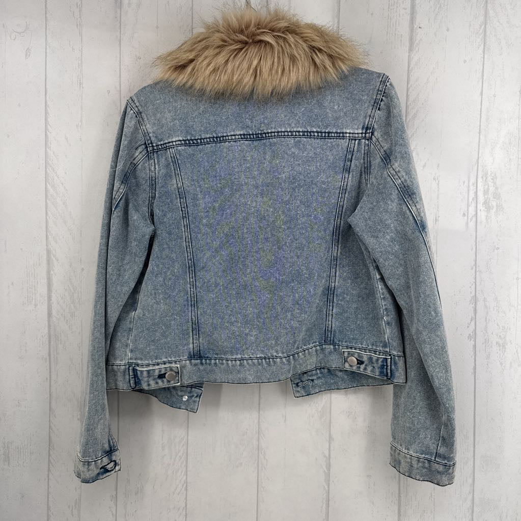 M denim jacket w/ faux fur trim