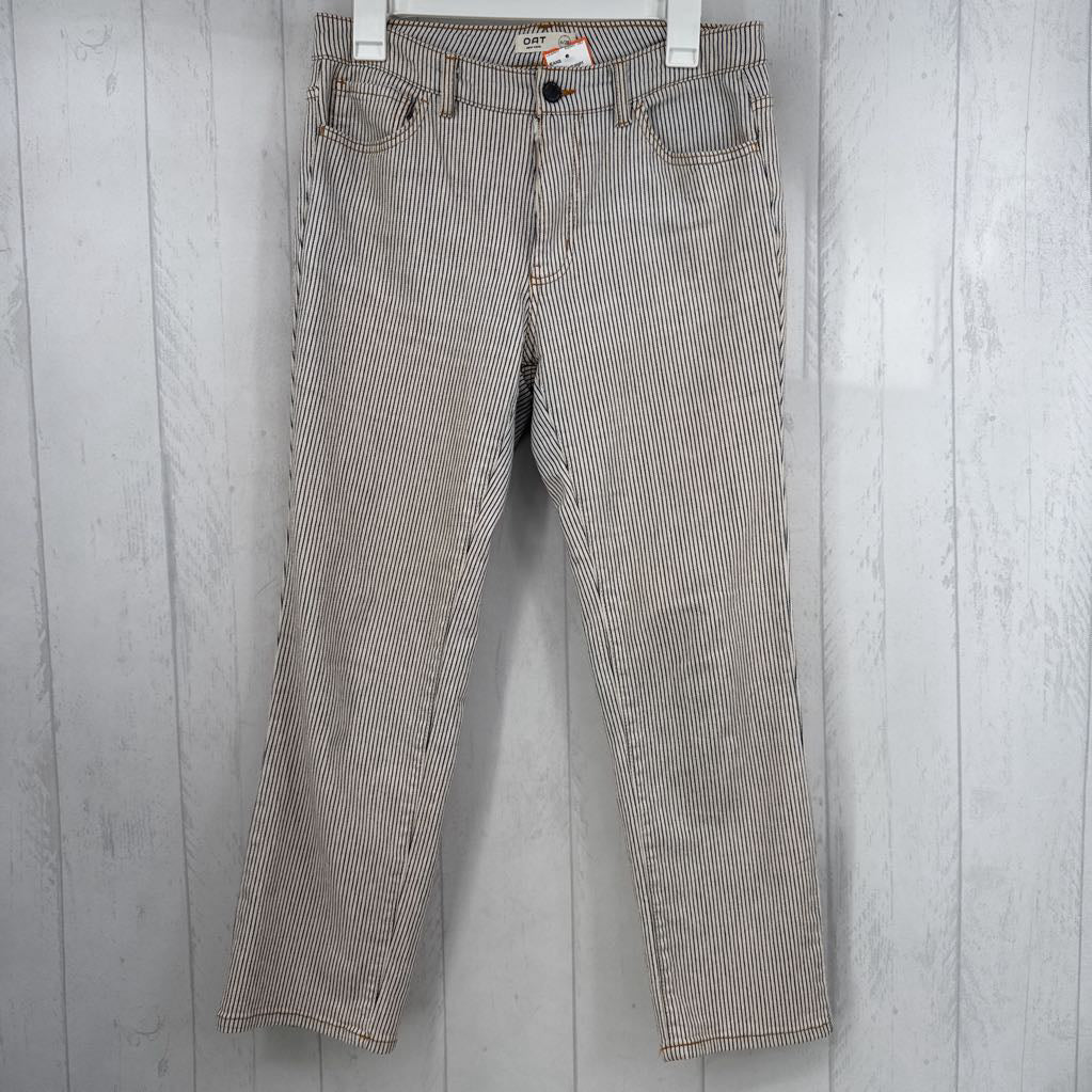 6 striped straight leg jean