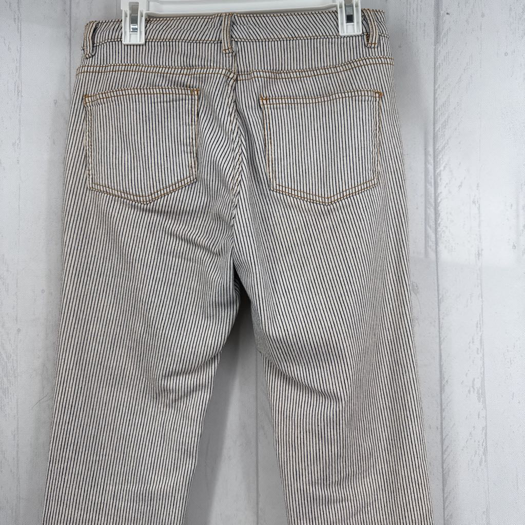 6 striped straight leg jean