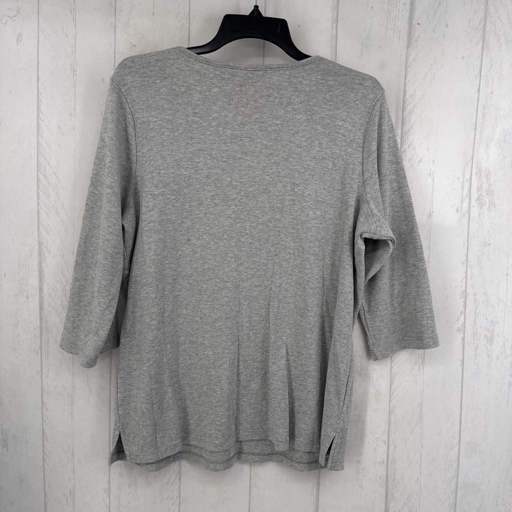 M embroidered 3/4 slv tee-pumpkins