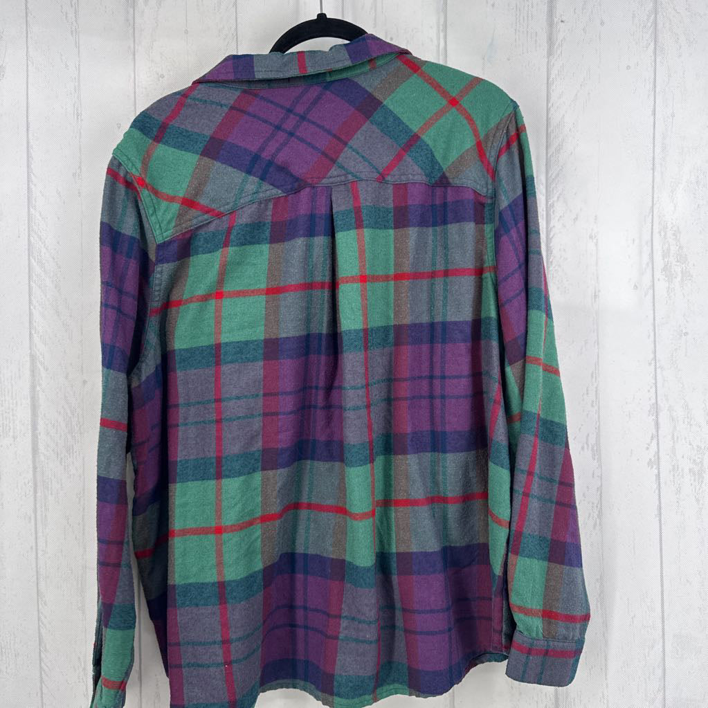 2X plaid button down l/s top
