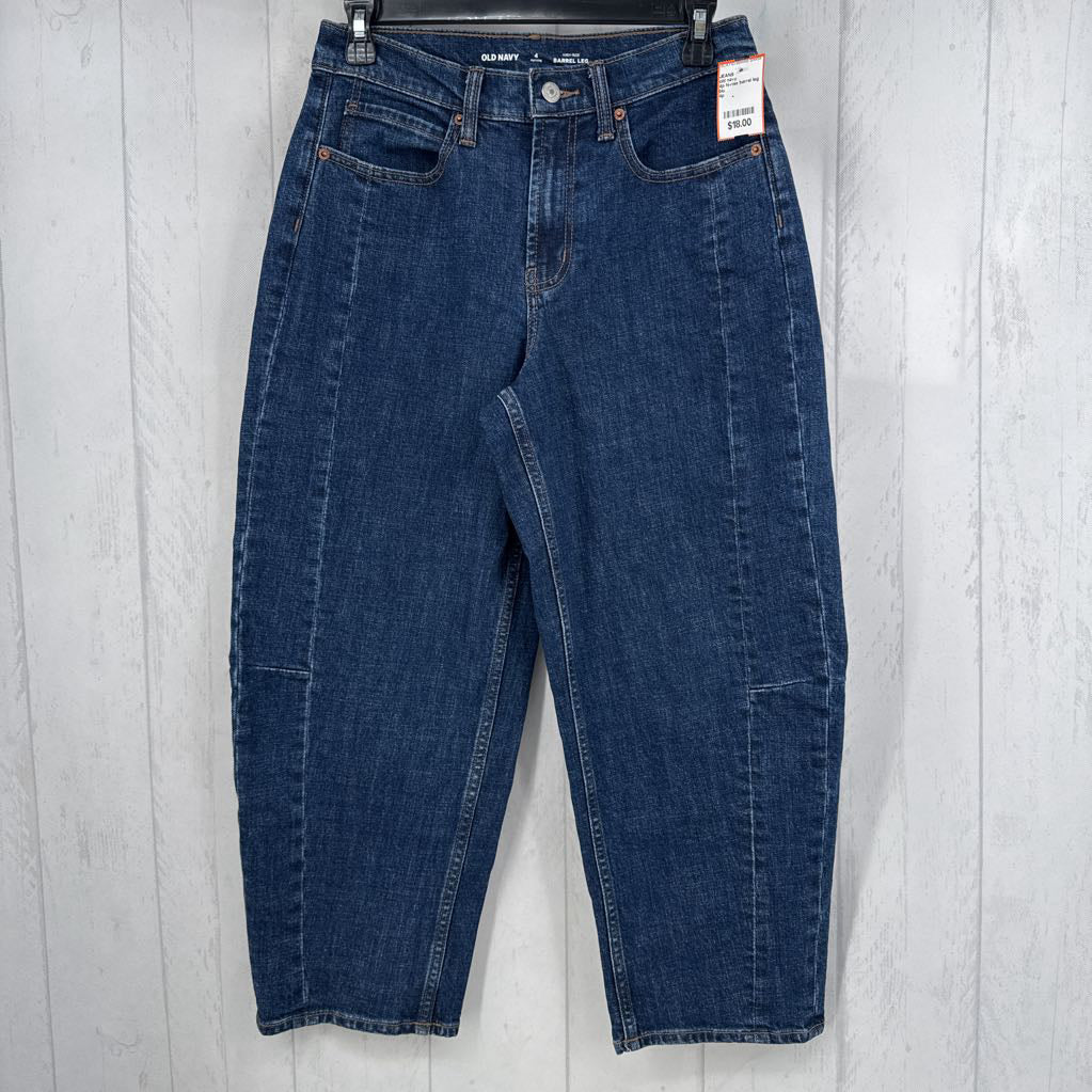 4p hi-rise barrel leg jean