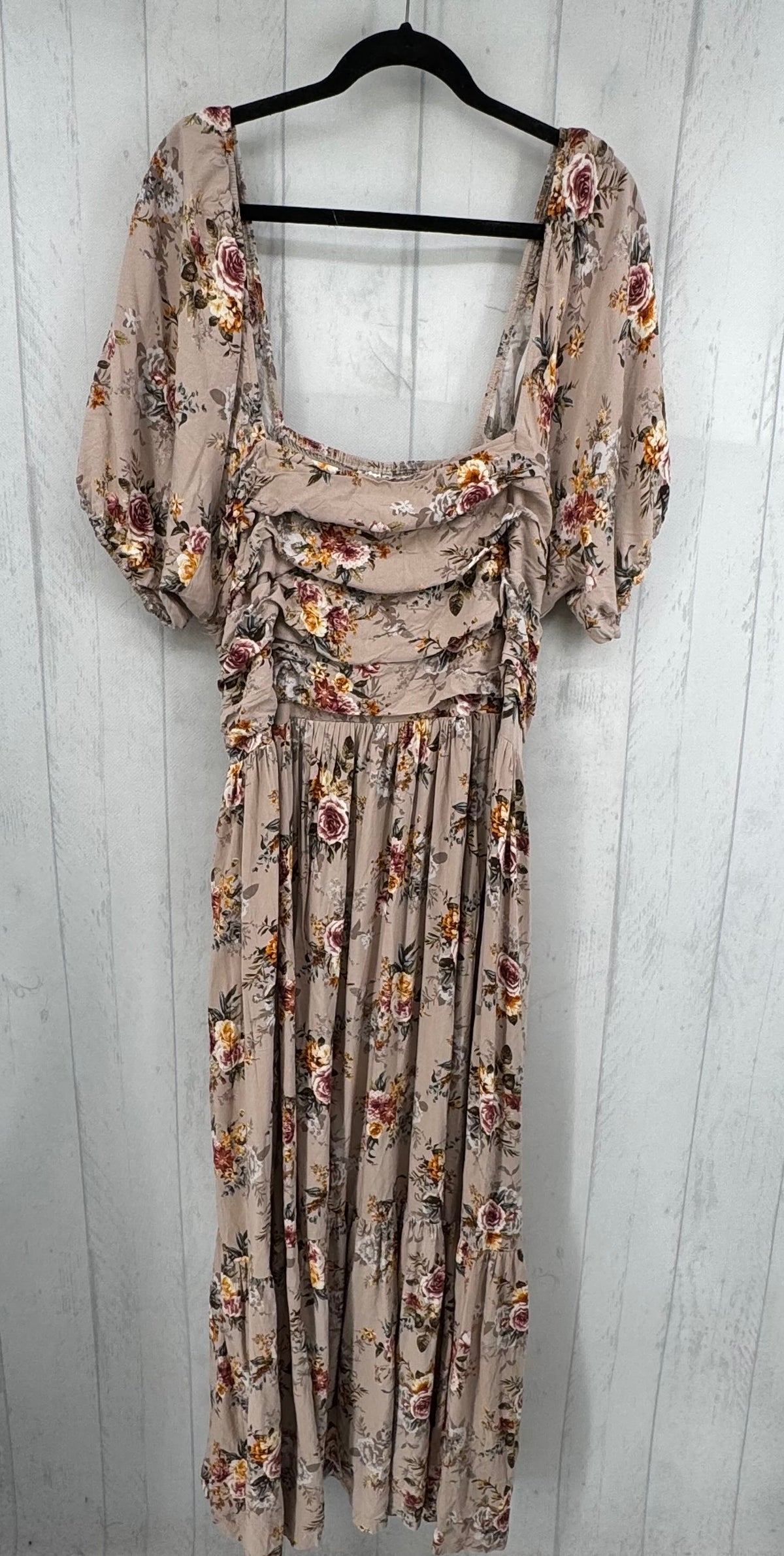 3X flo print s/s maxi dress