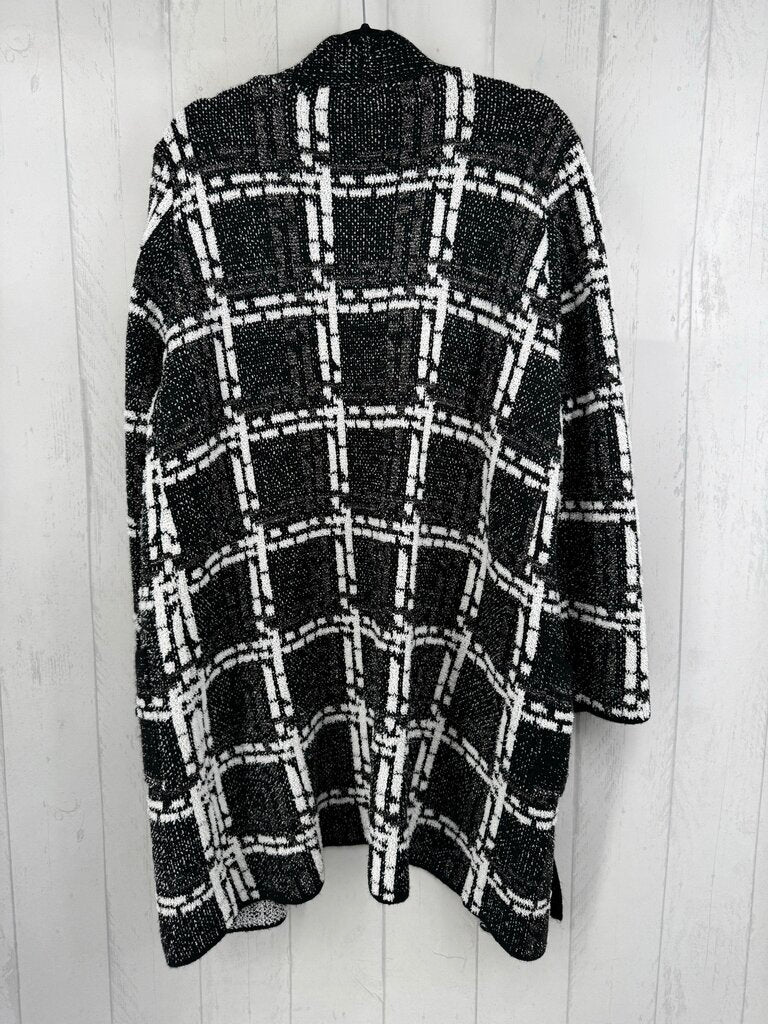 XXL checkered open front long cardi