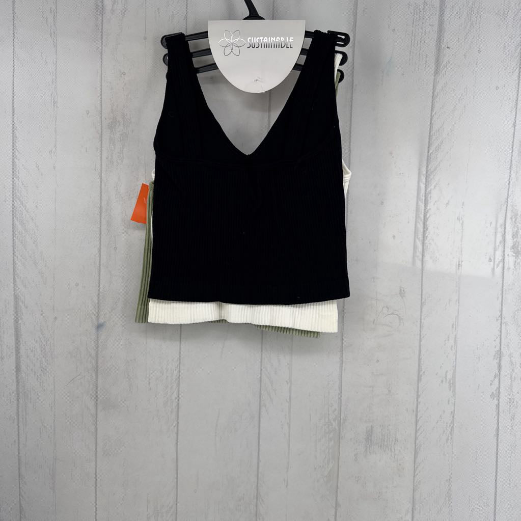 S/M 3pk seamless v-neck tanks