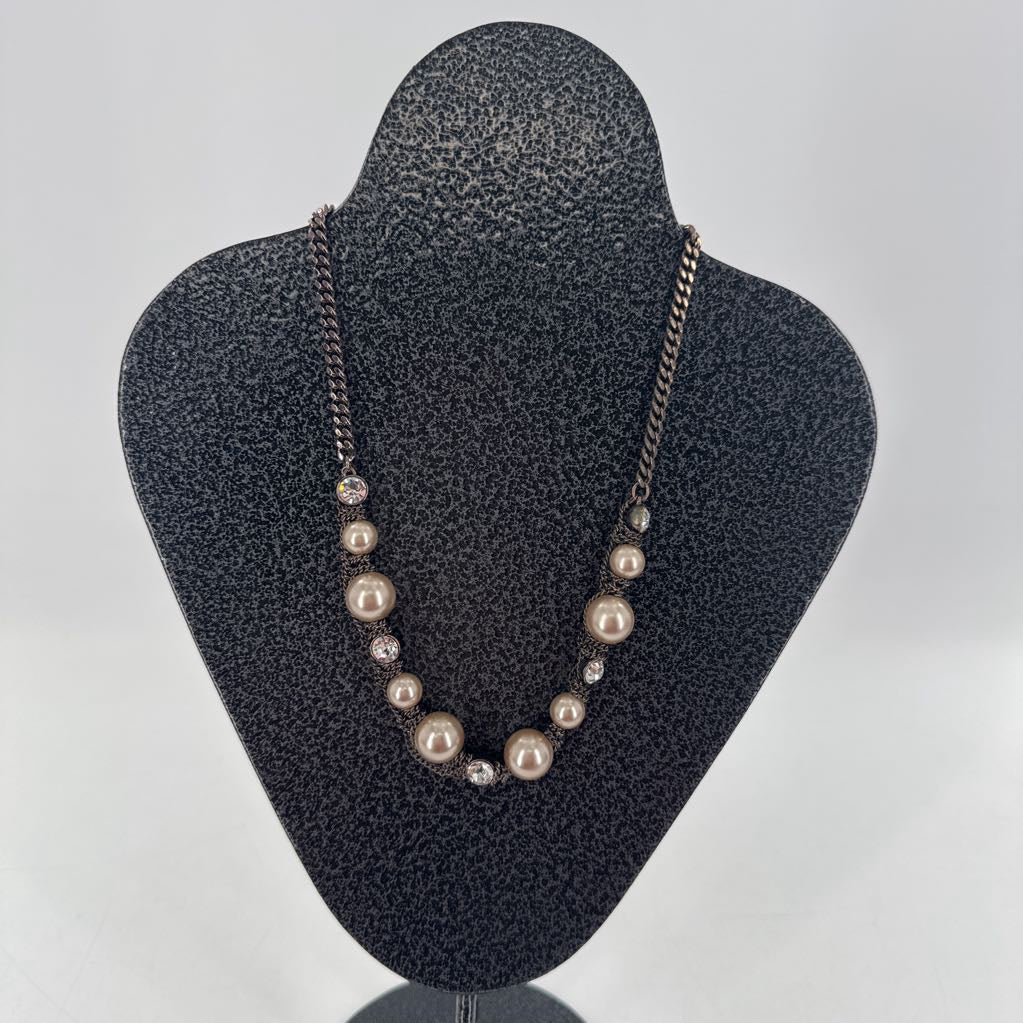 Givenchy 10" bronce pearl & cz toggle necklace