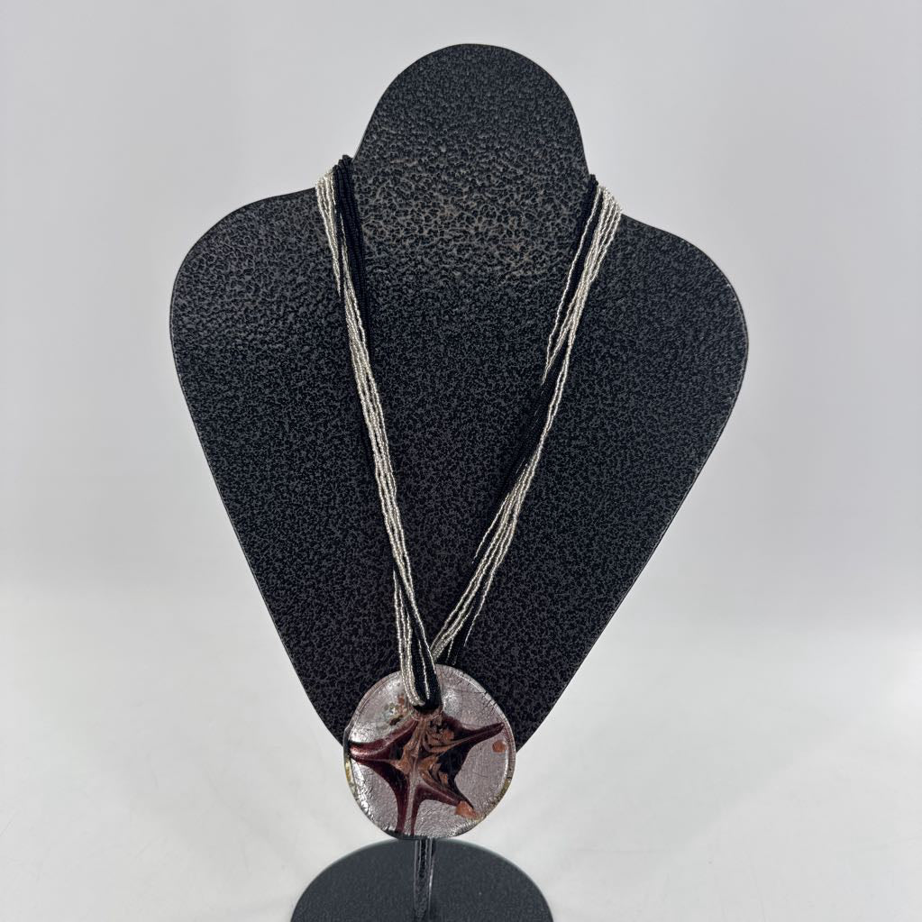 12" beaded resin pendant necklace