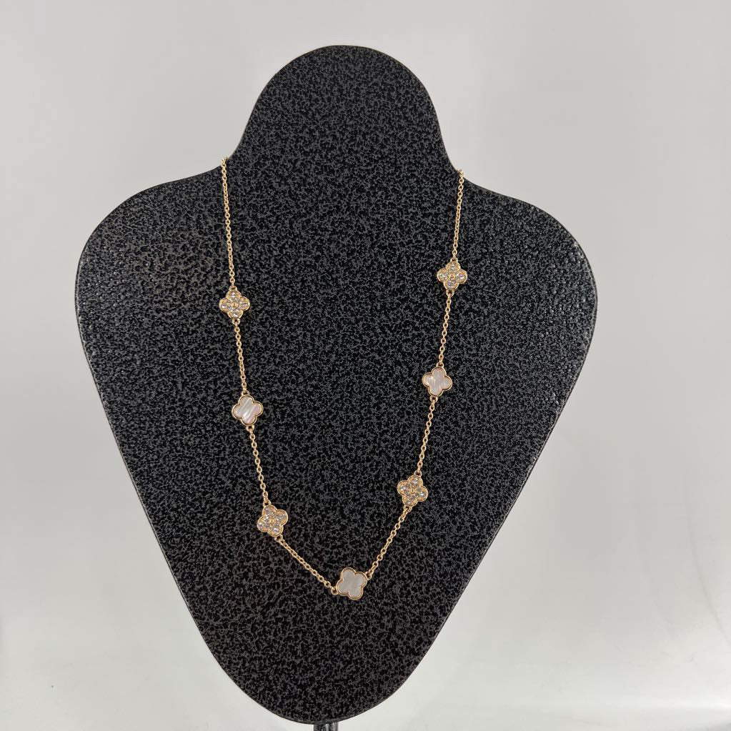 12" rose gold clover station necklace