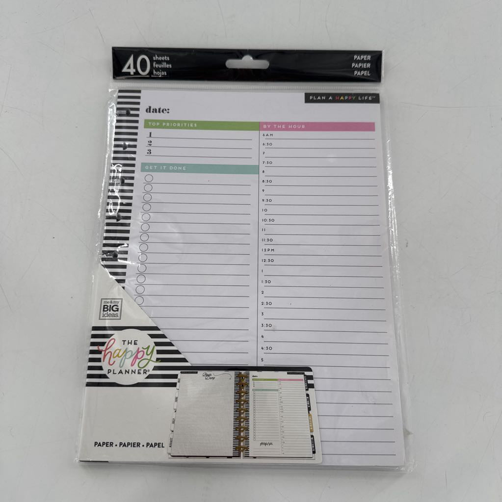 the happy planner spiral planner refill/40 sheets