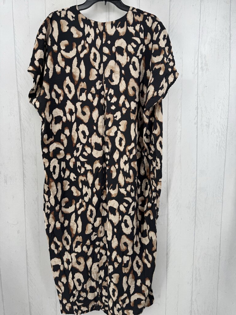 S animal print v-neck s/s dress
