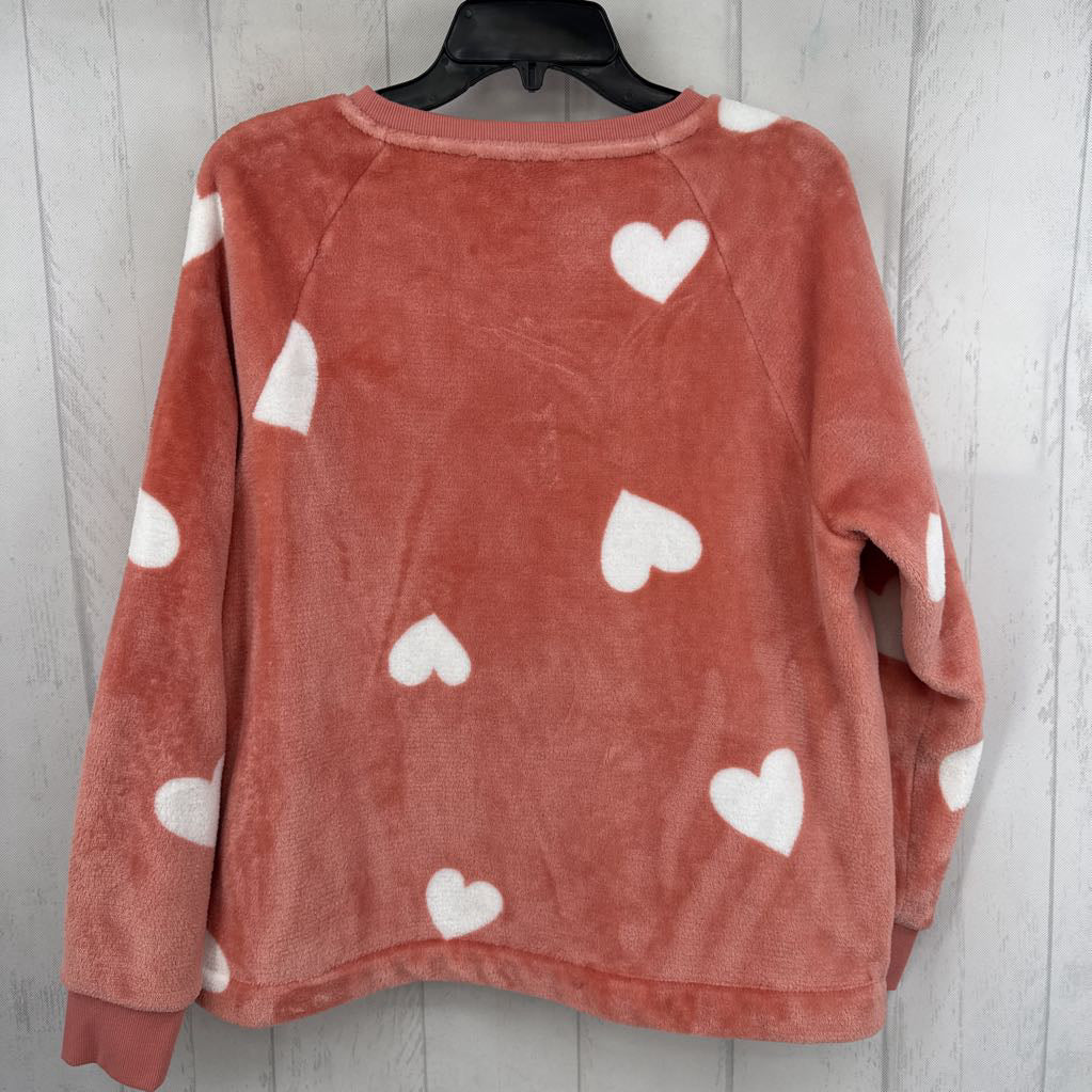 L sherpa heart print sweatshirt