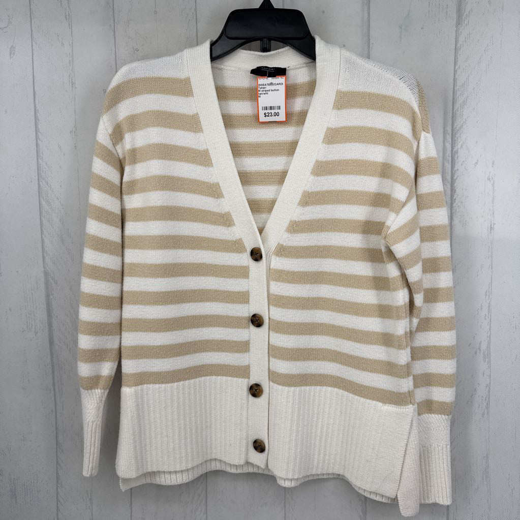 M striped button front cardi