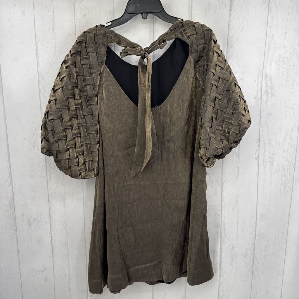 10 metallic woven slv dress
